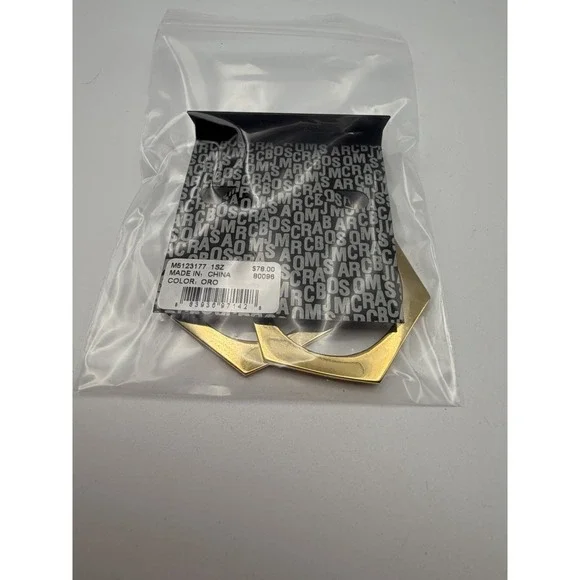 Marc by Marc Jacobs Oro Gold Hexagon Hoop Earrings Geometric M5123177 New - Picture 2 of 3